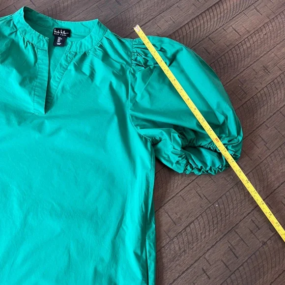 Nicole Miller Vibrant Green Puff Sleeve Mini Dress Size L LIKE NEW - Picture 5 of 7